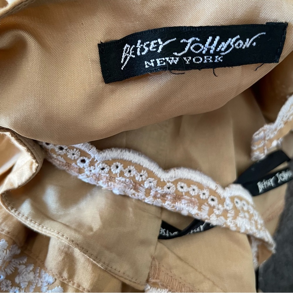 VTG 90’s 2000 Y2K Betsey Johnson Tan Eyelet Tiered Western Dress Runway … - Picture 12 of 14